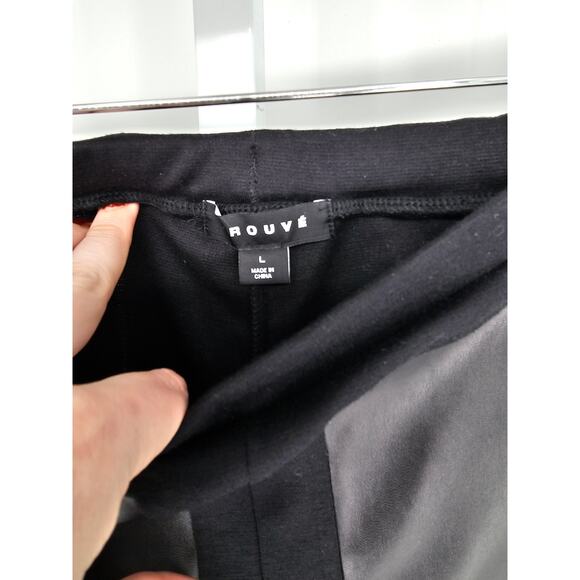 Trouve Gray & Black Colorblock Faux Leather Hybrid Low-Rise Moto Leggings Size L - Picture 3 of 4